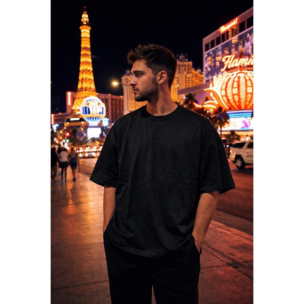 Ananke Tee Solid Black Minimalist Oversized Boxy Streetwear T-Shirt Men's Size M